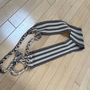 Striped Woven Belt with Tassels